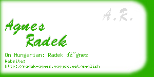 agnes radek business card